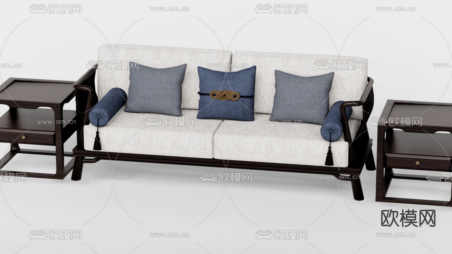 新中式双人沙发su模型下载（渲染图1）