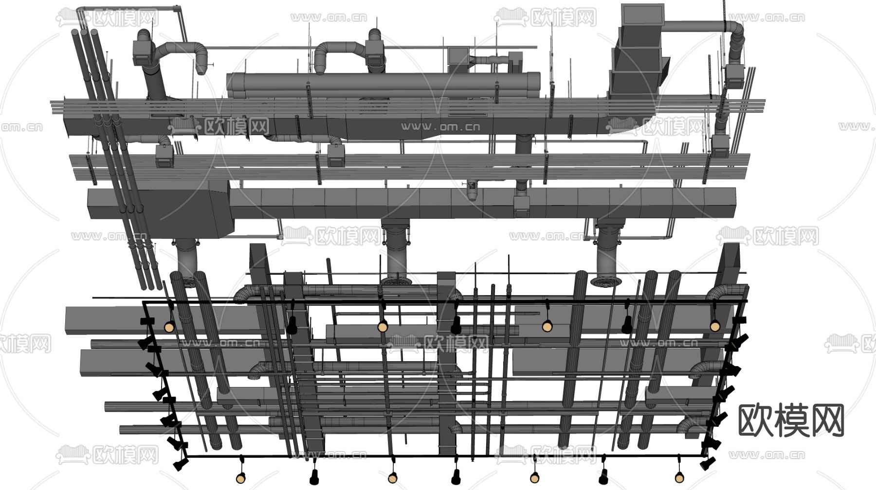 工业吊顶su模型下载（渲染图2）