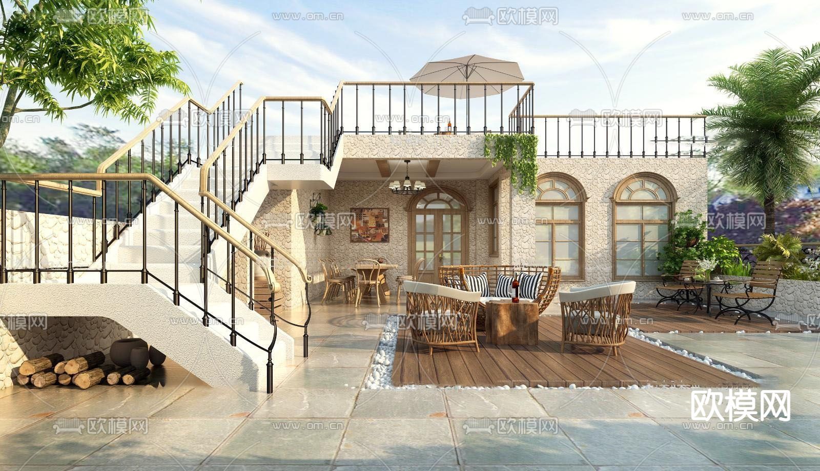 田园别墅外观免费3d模型下载