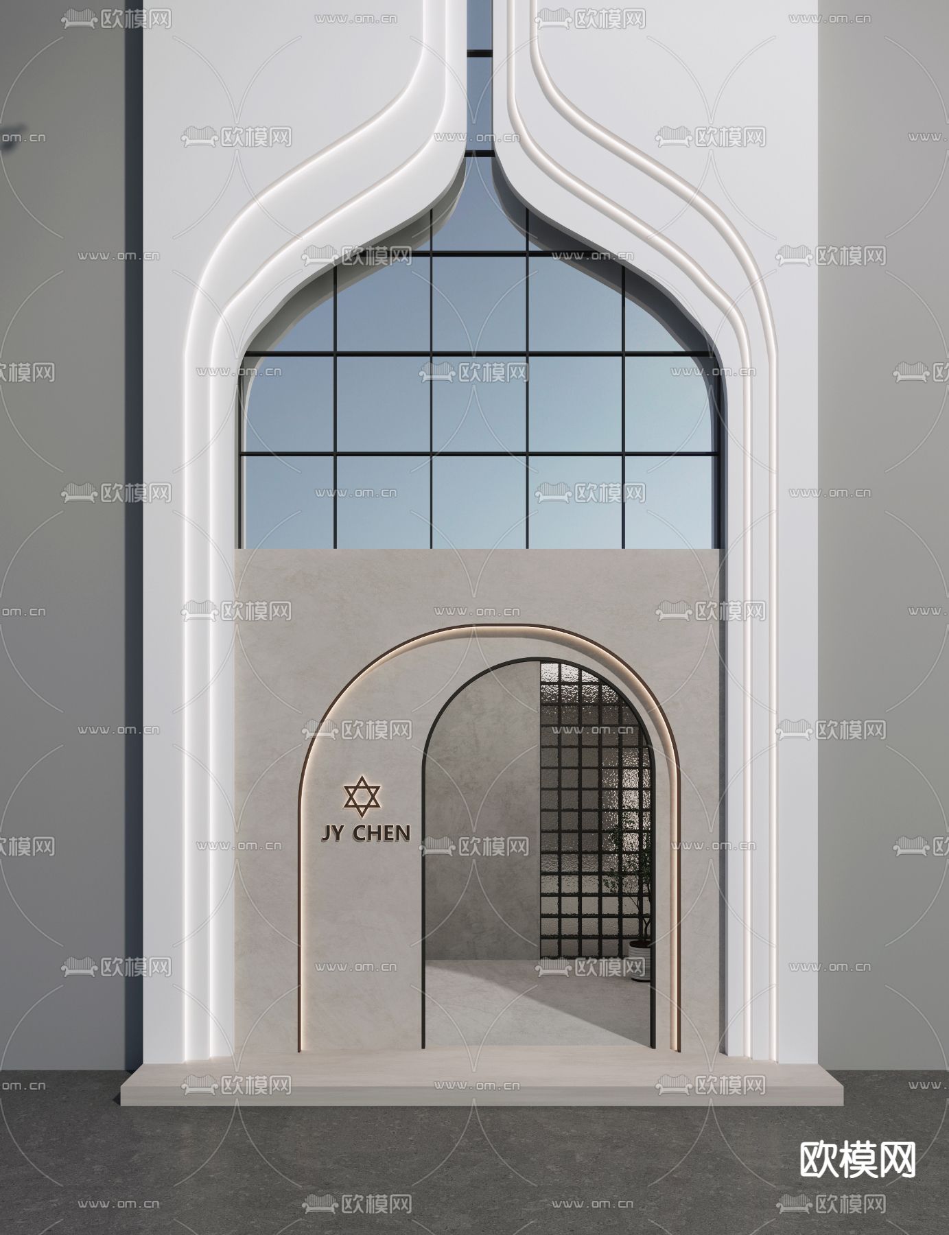 侘寂门头门面 橱窗3d模型下载（渲染图2）