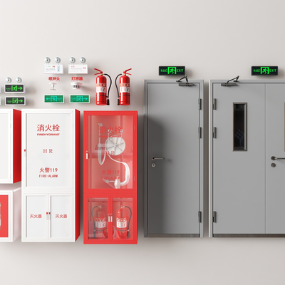  消防门 消防器材su模型 