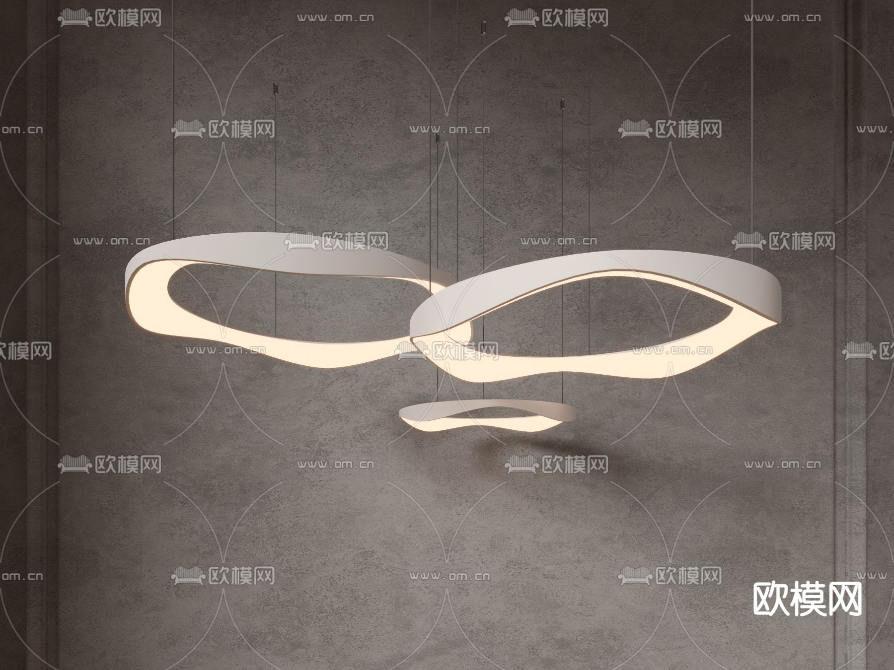 环形吊灯 客厅吊灯su模型下载（渲染图3）