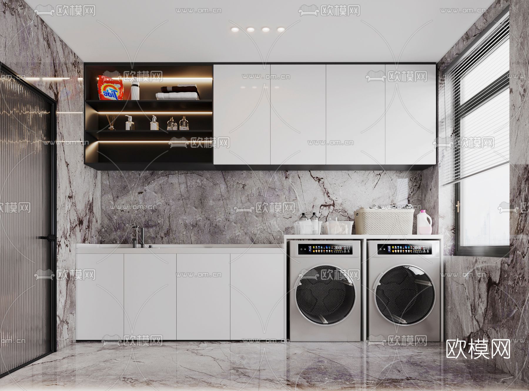 现代洗衣房3d模型下载