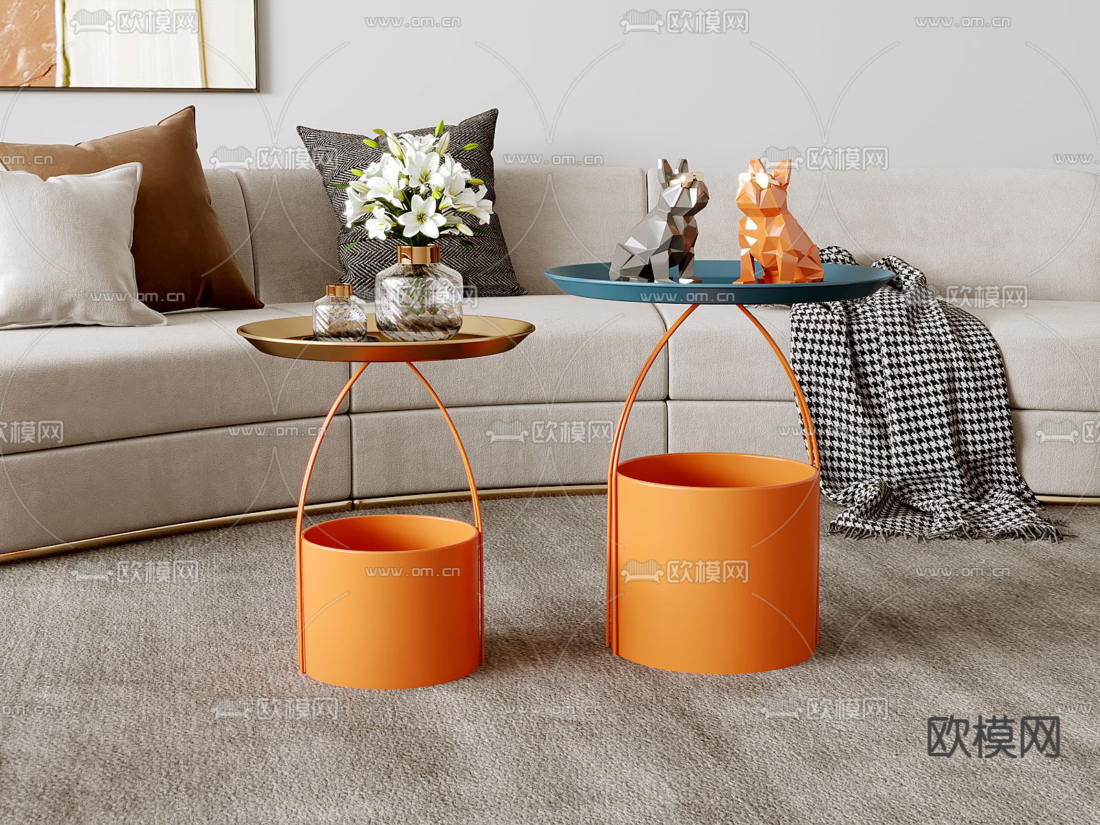 轻奢子母茶几3d模型下载