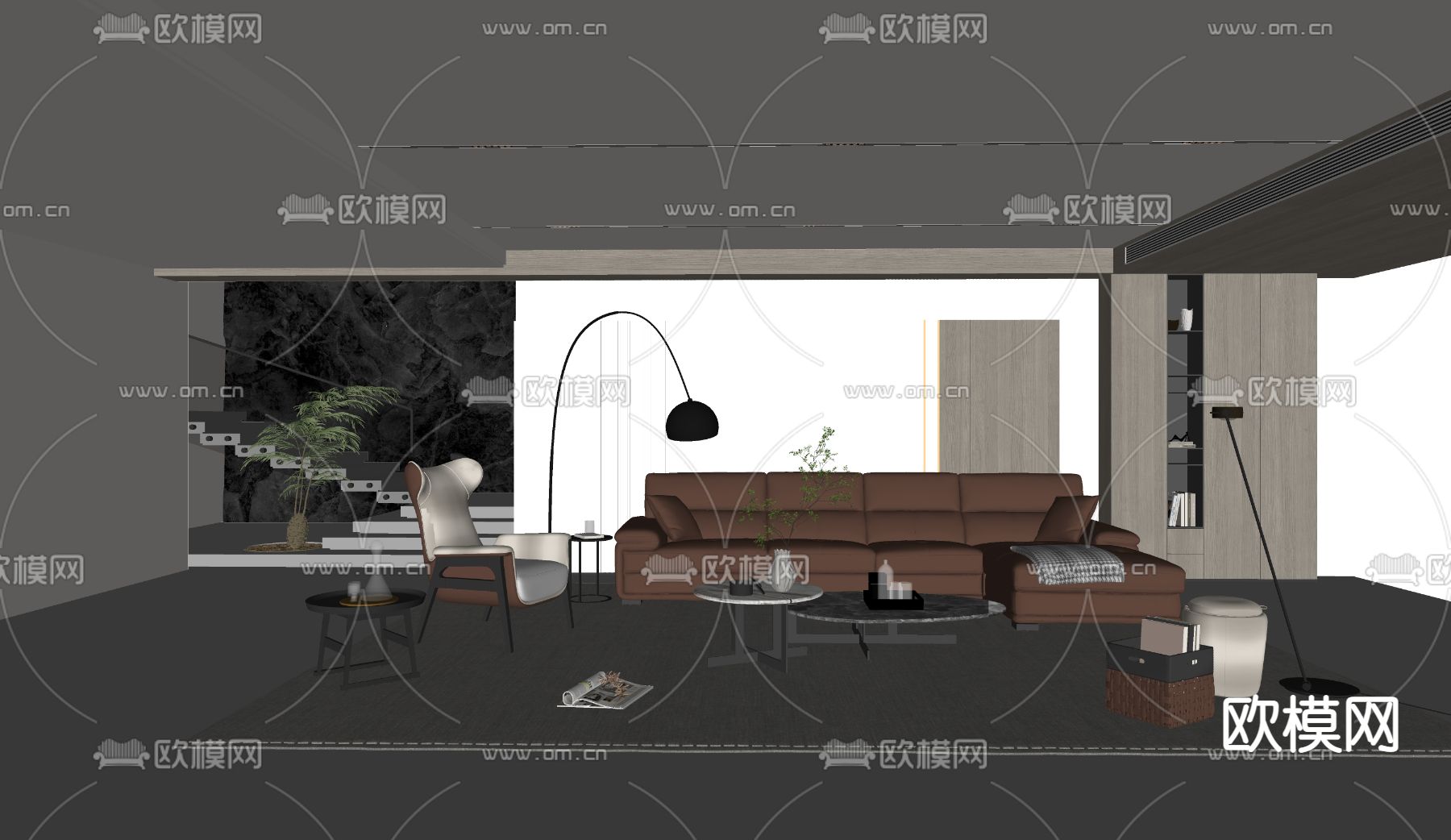 现代客厅su模型