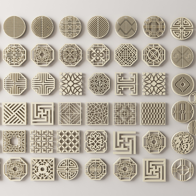  新中式雕刻雕花su模型 