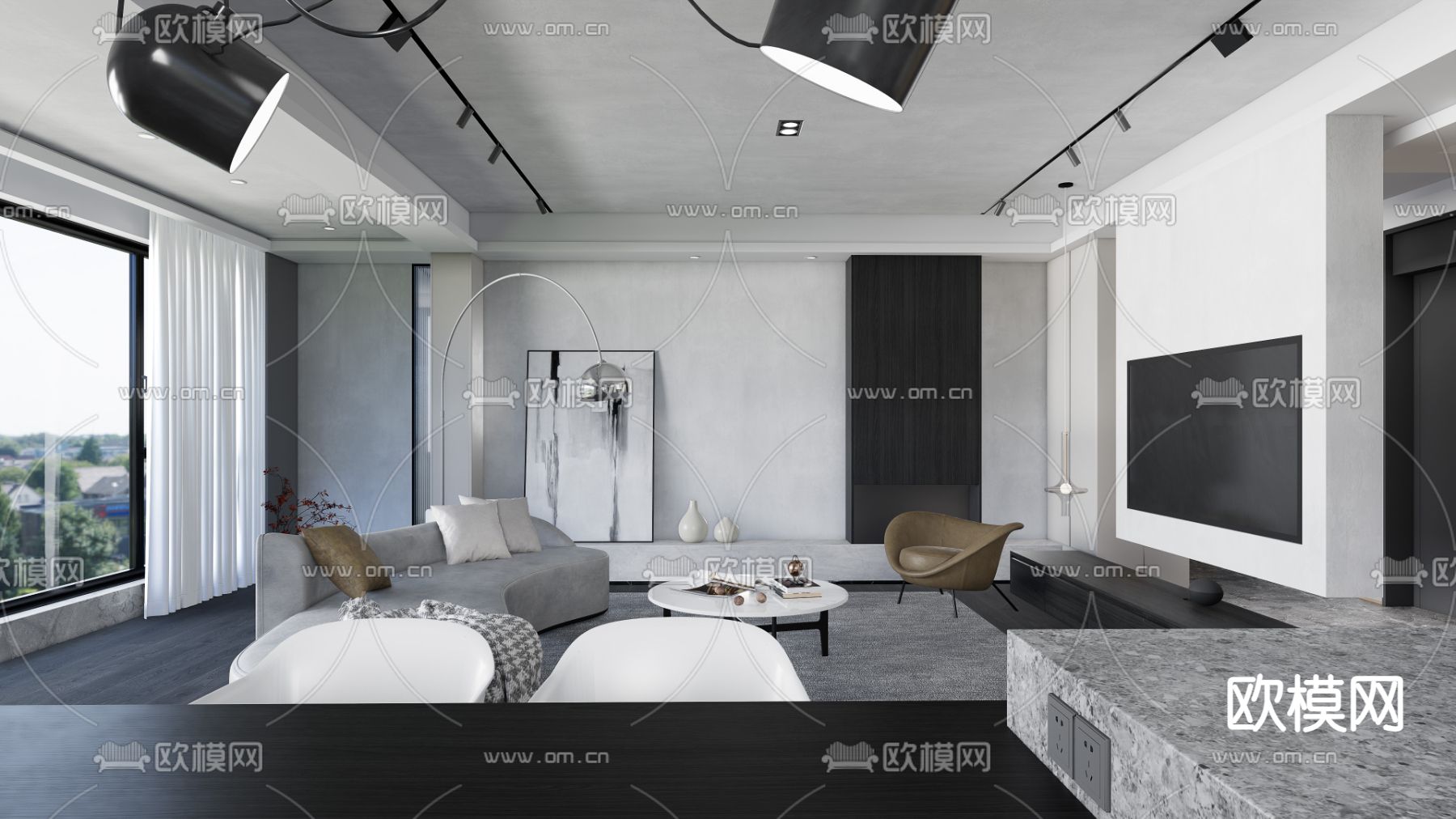 黑白公寓su模型下载（渲染图1）