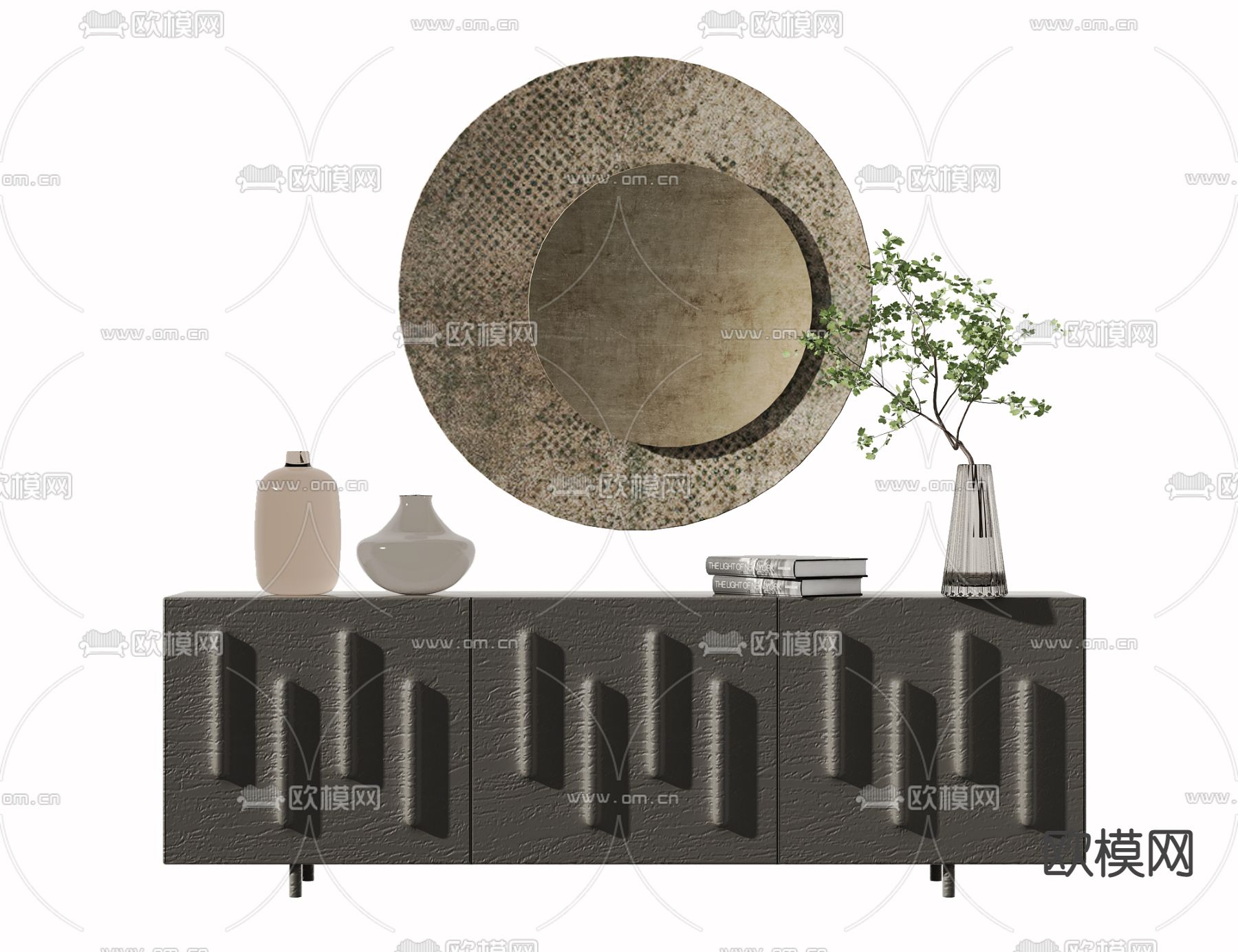 侘寂电视柜3d模型下载