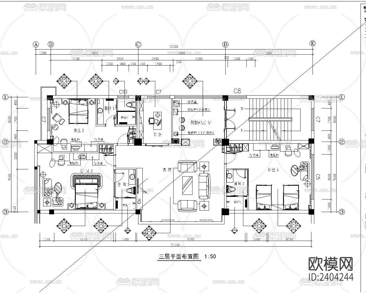 时代电器   大楼  三楼休息室CAD施工图