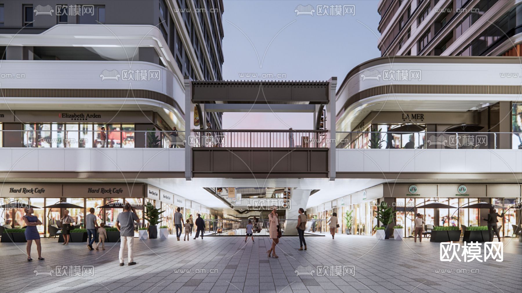 现代商业街入口su模型下载（渲染图6）