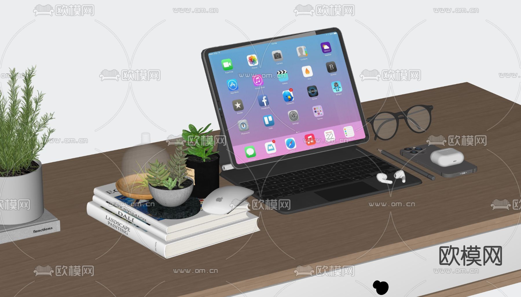 ipad 手机 多肉植物su模型下载（渲染图2）