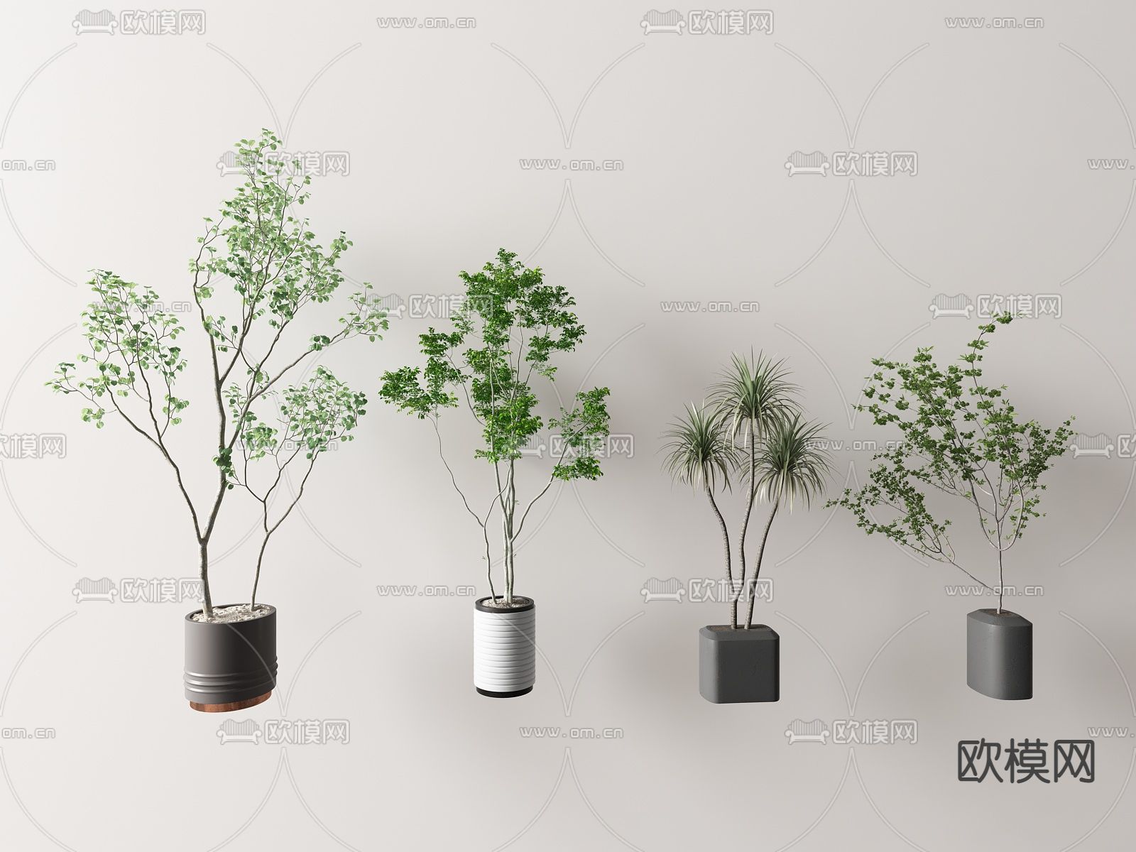 现代绿植盆栽su模型下载_ID12237801_sketchup模型下载-欧模网