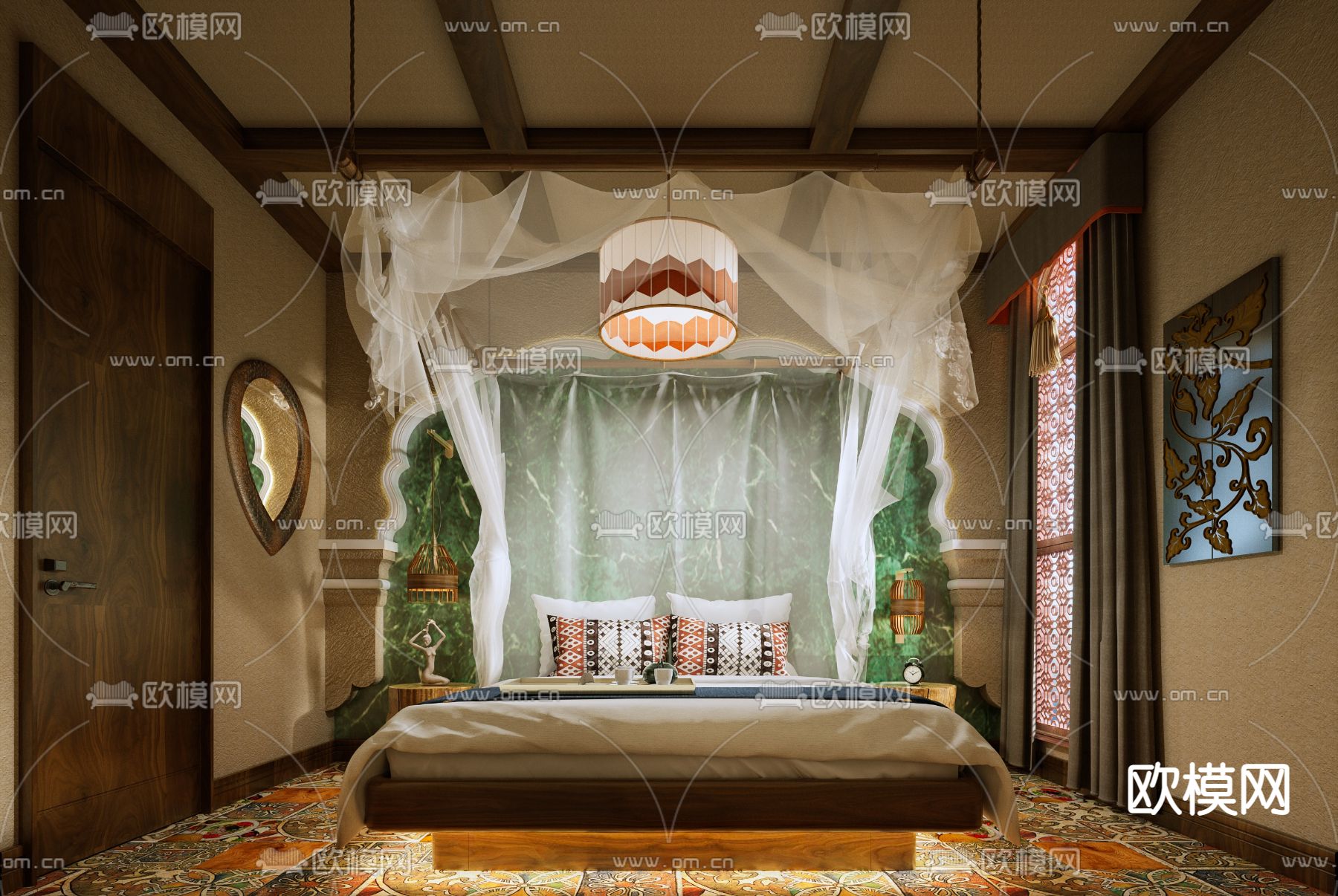 东南亚酒店 客房 主题房su模型下载（渲染图1）