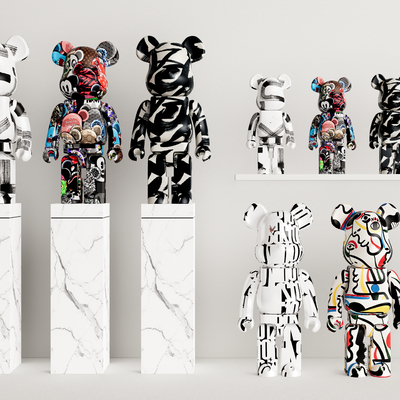  现代暴力熊潮玩雕塑su模型 