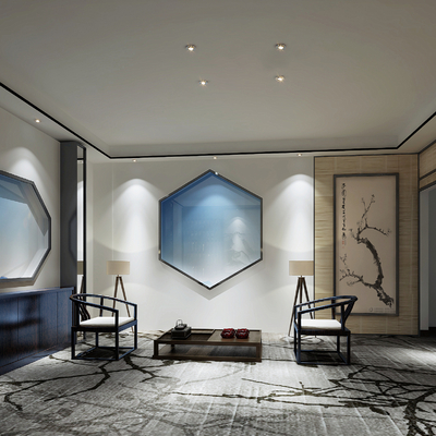  新中式茶馆su模型 