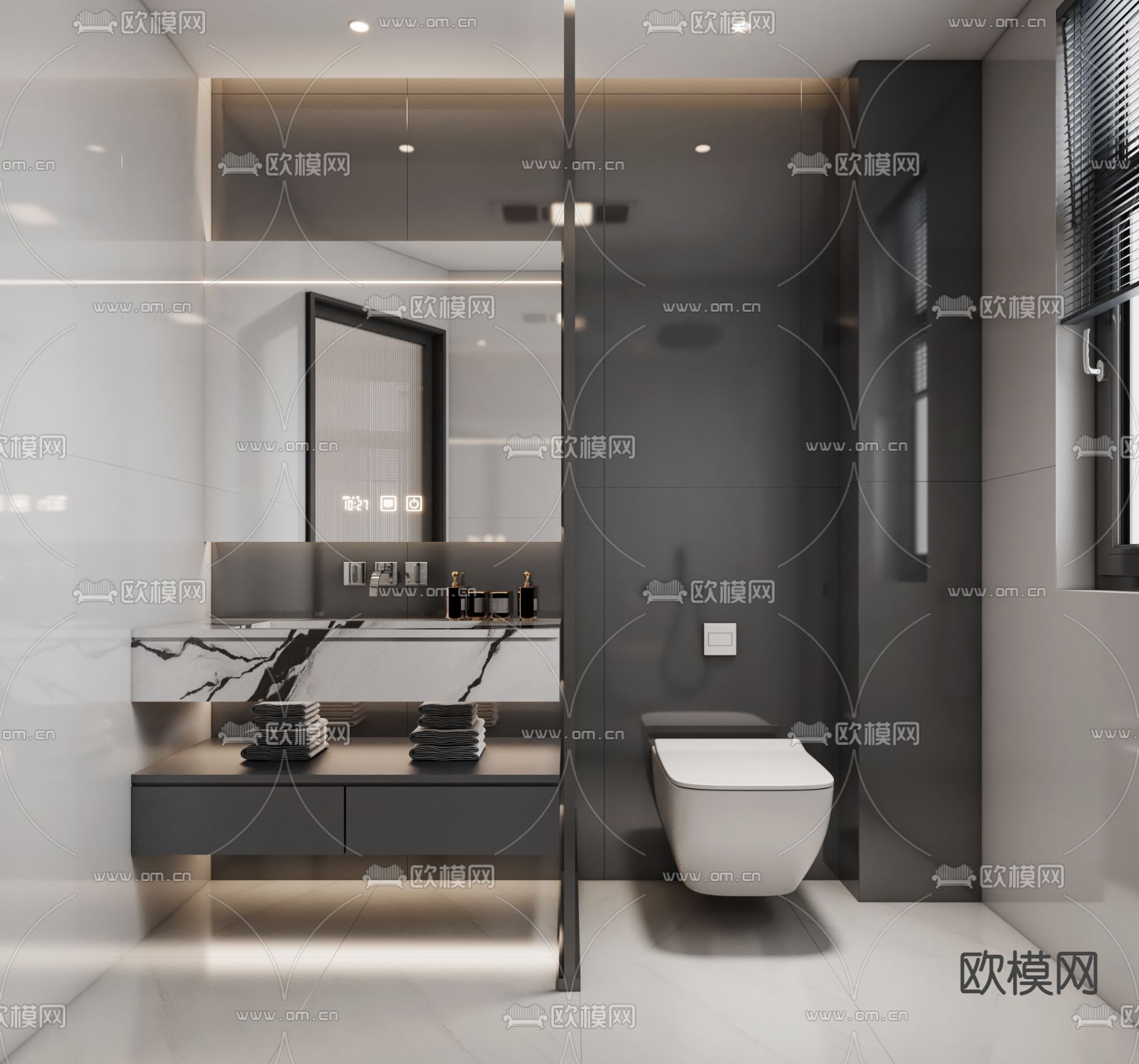 现代卫生间浴室3d模型下载