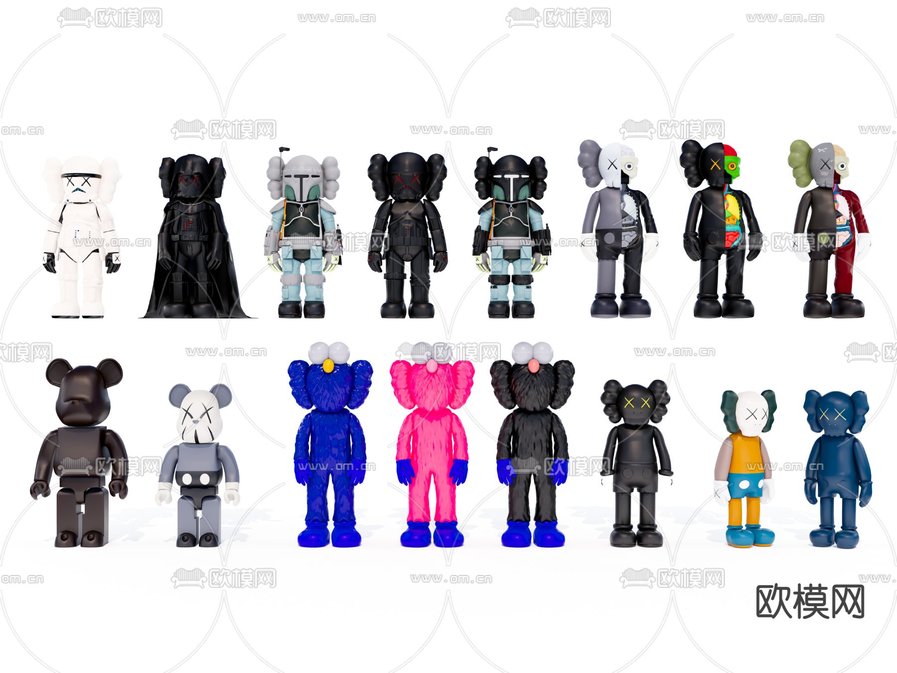 现代潮玩暴力熊摆件su模型下载（渲染图1）