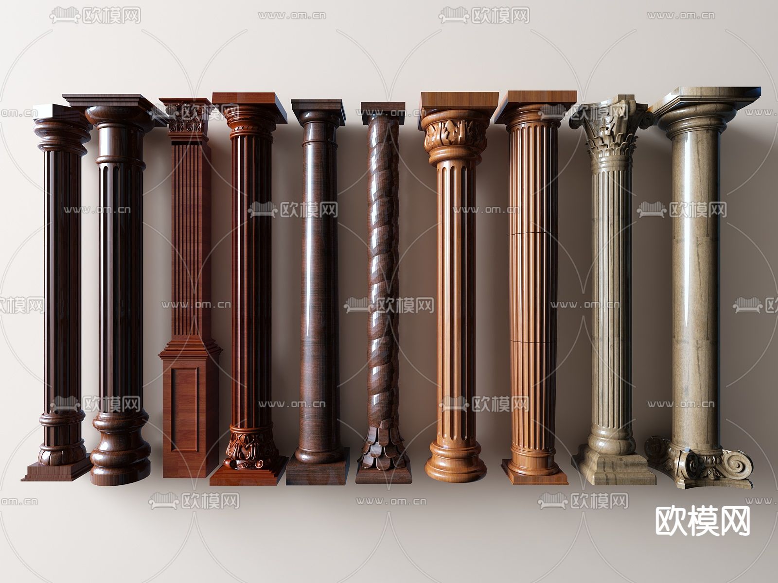 简欧罗马柱su模型下载（渲染图1）