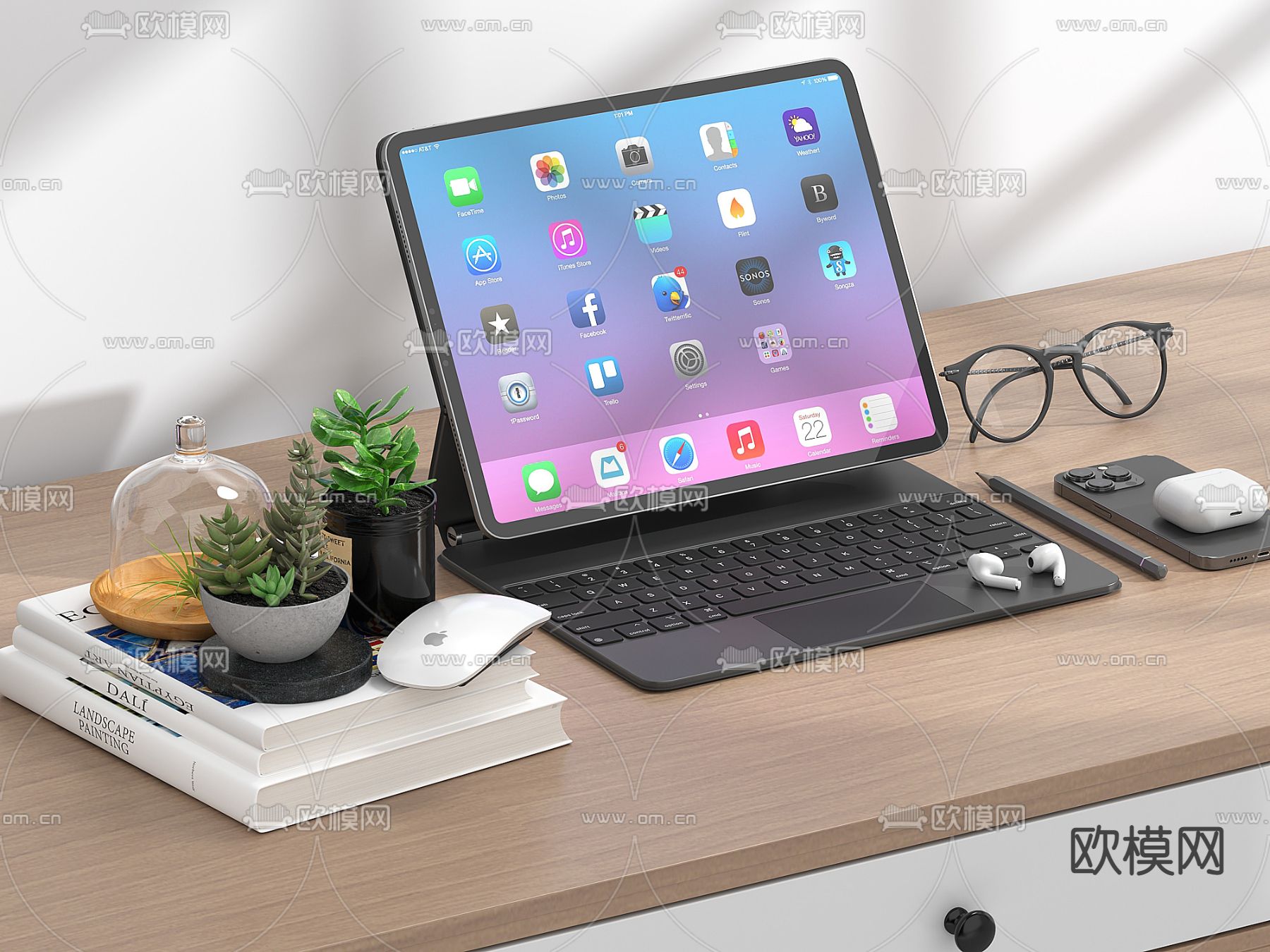 ipad 手机 多肉植物su模型下载（渲染图1）