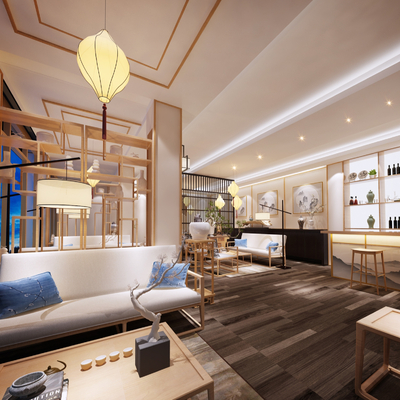  新中式茶馆su模型 