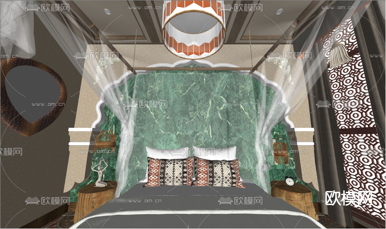 东南亚酒店 客房 主题房su模型下载（渲染图2）