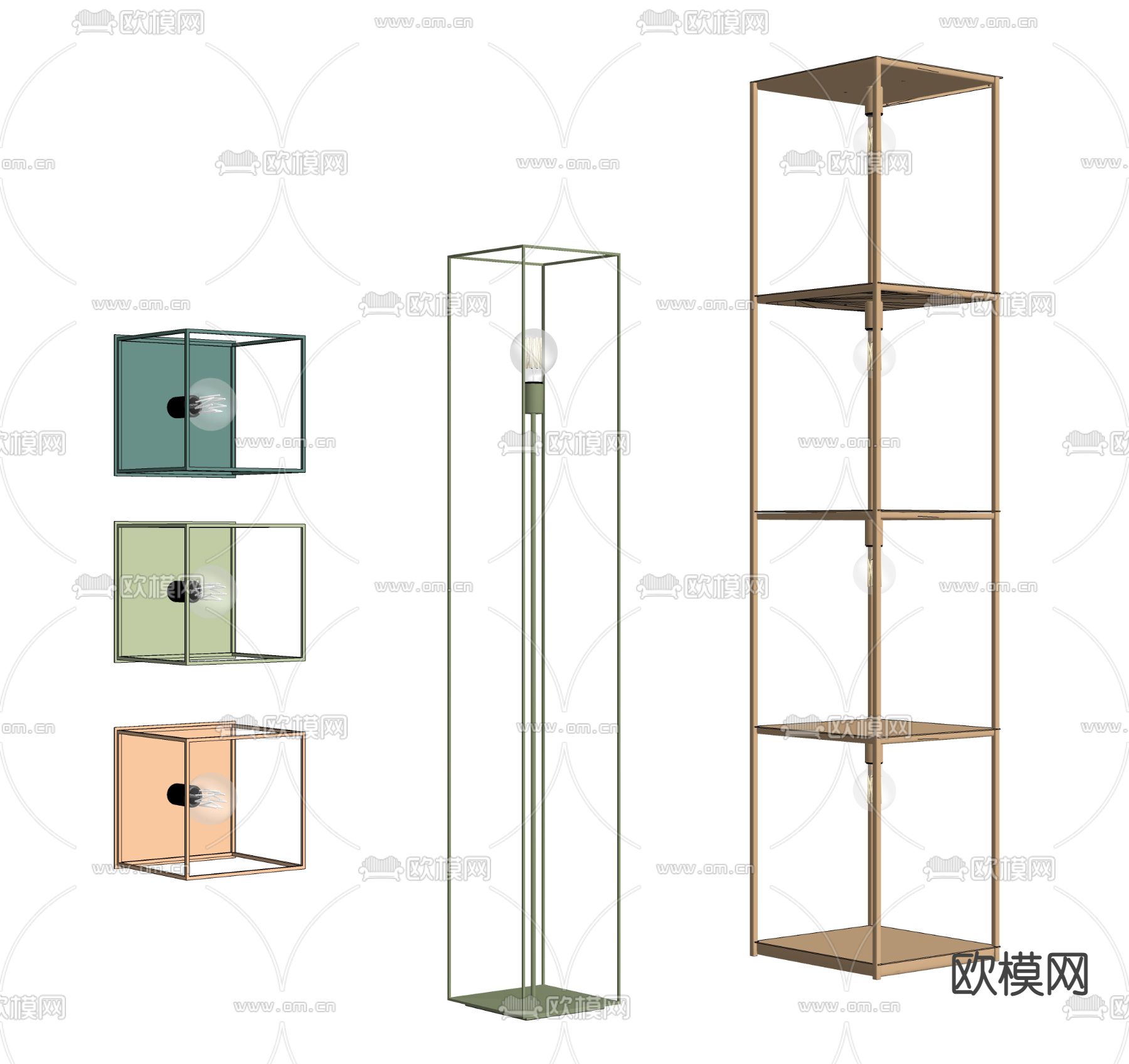 现代落地灯su模型