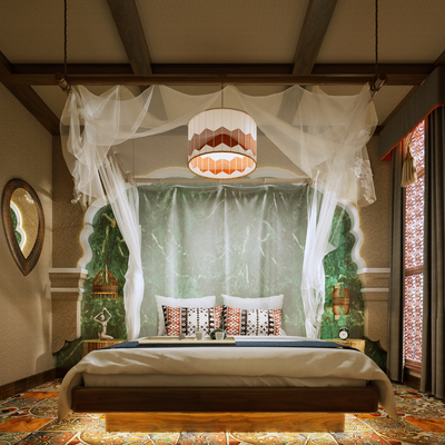  东南亚酒店 客房 主题房su模型 