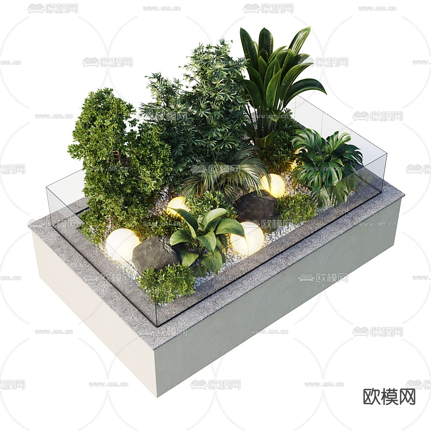 植物堆 绿植池 花坛3d模型下载（渲染图3）