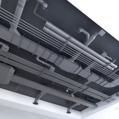  工业风管道吊顶su模型 