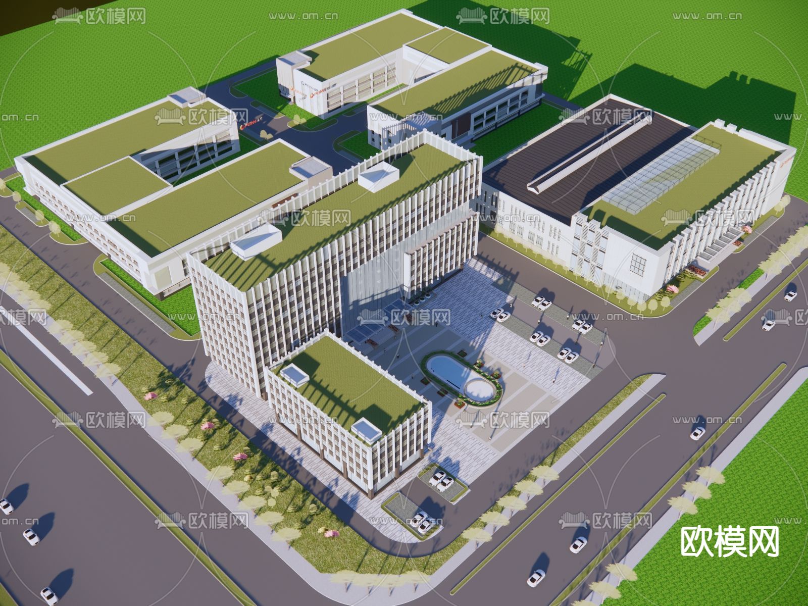 现代办公建筑产业园su模型下载（渲染图4）