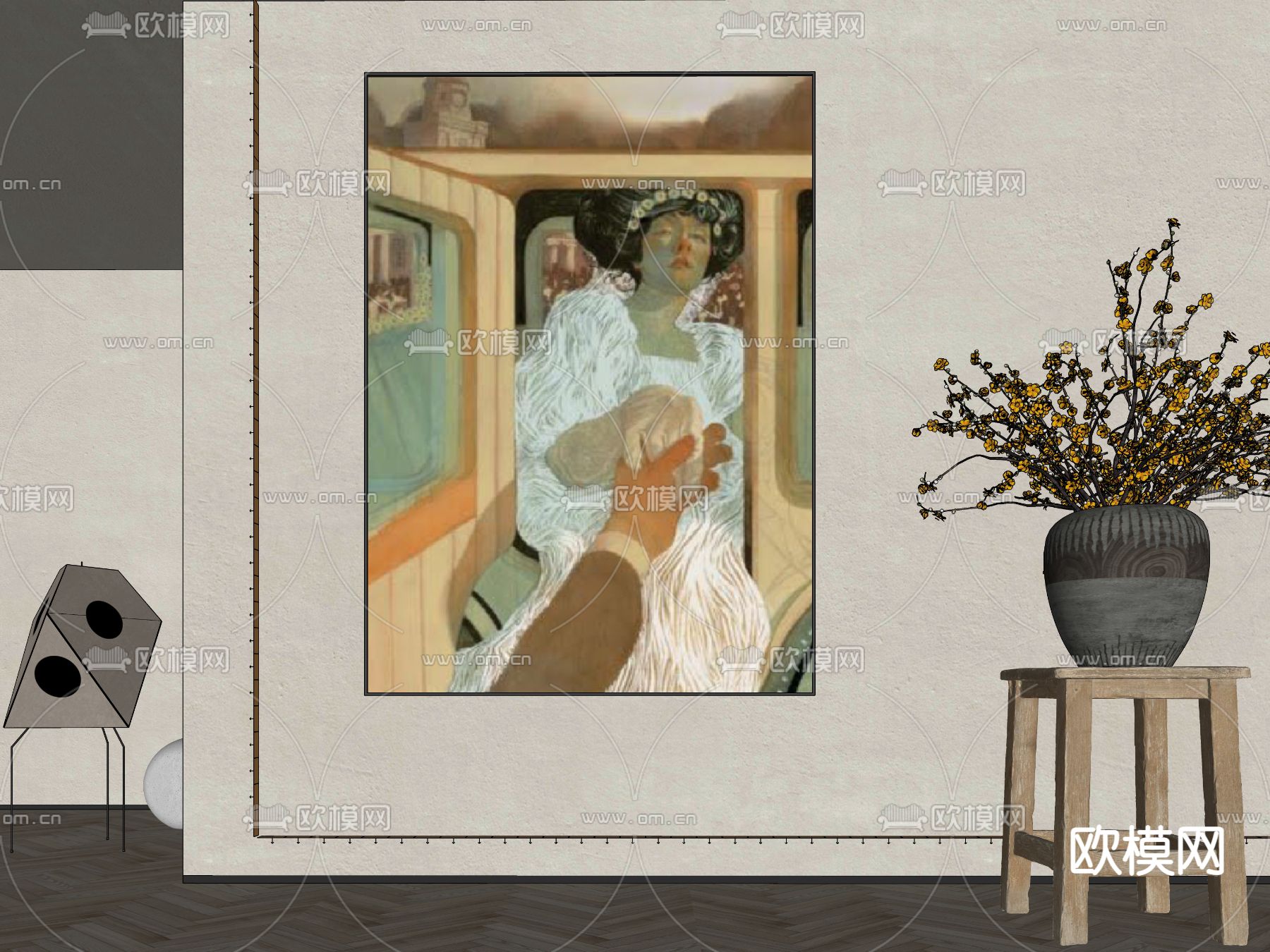 简欧艺术画 装饰画 挂画su模型下载（渲染图1）