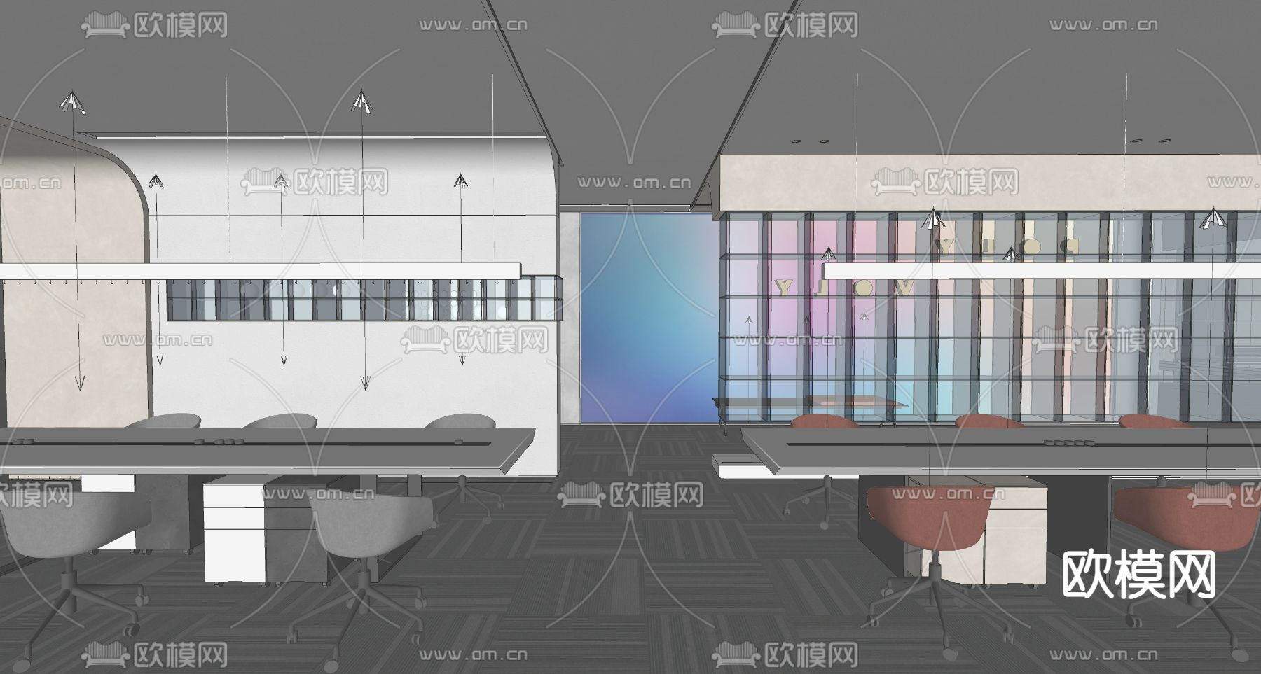 现代办公茶水间su模型