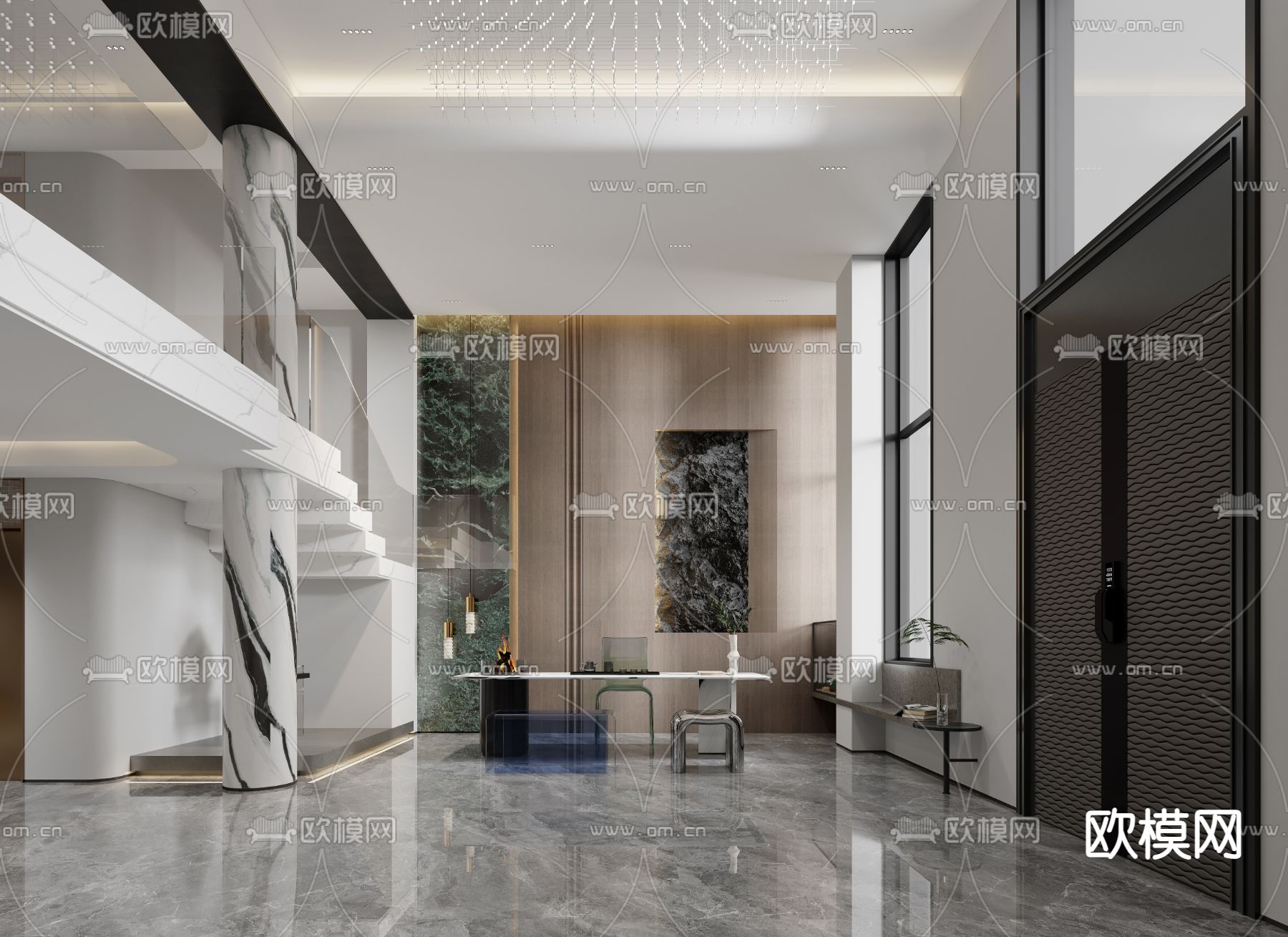 现代茶室3d模型下载