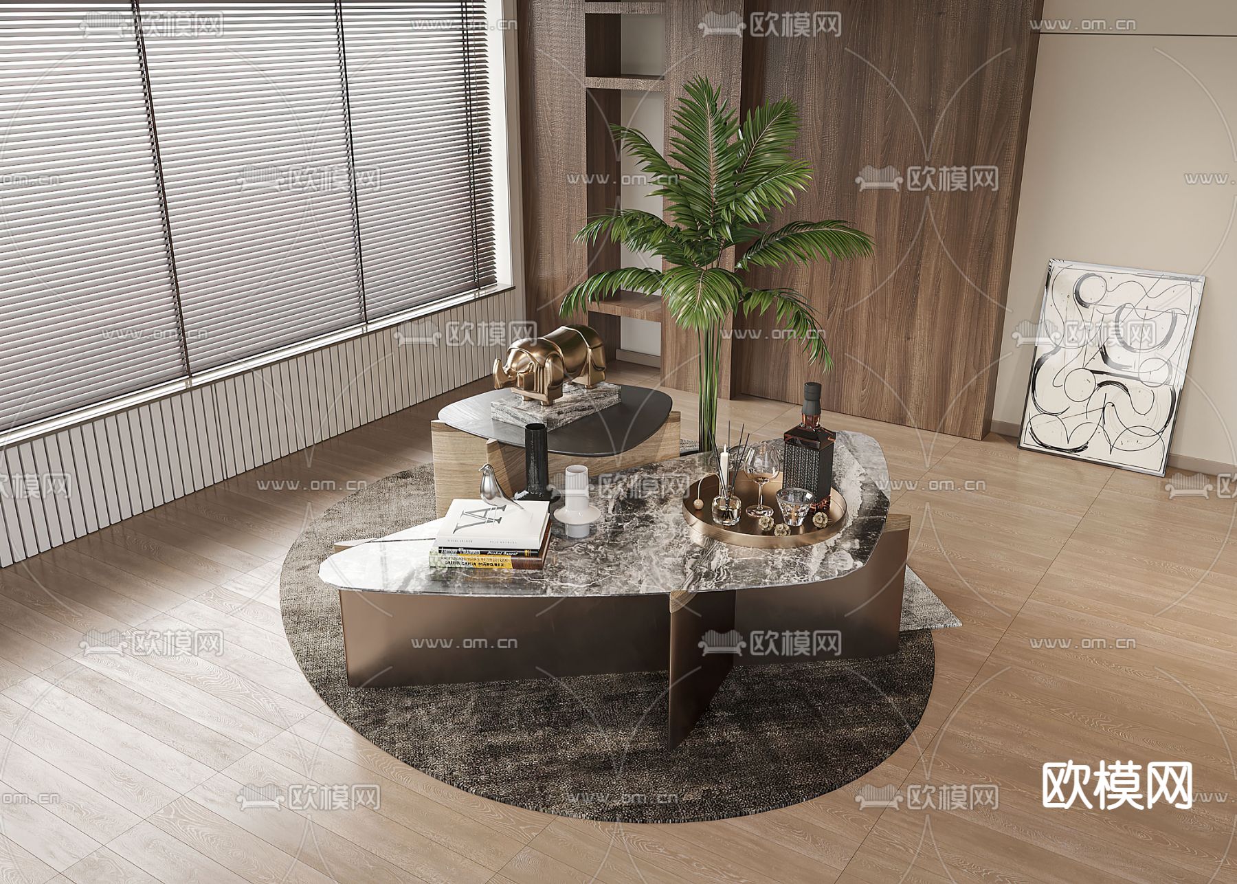 Baxter 茶几su模型下载（渲染图1）