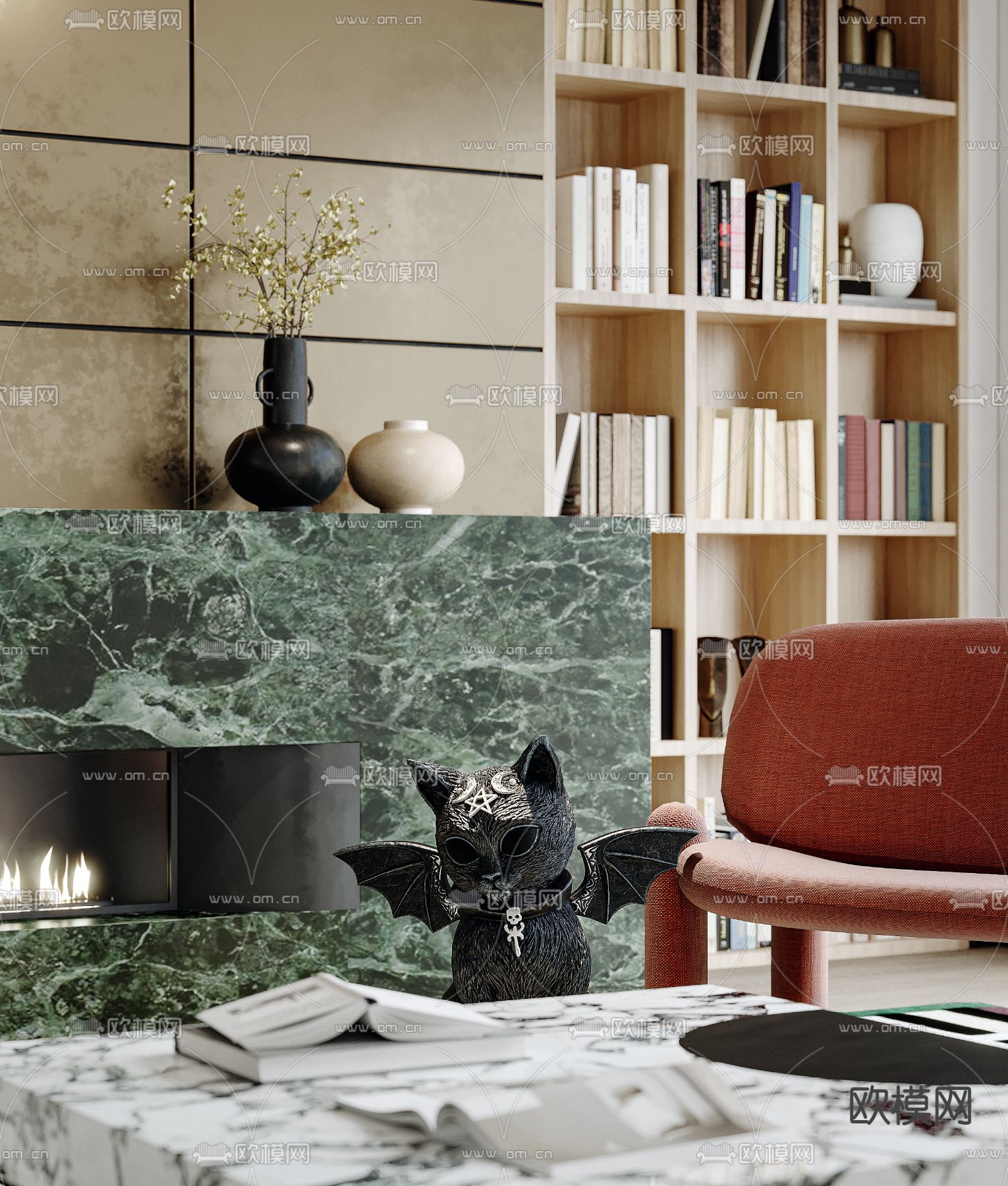 后现代客厅3d模型下载（渲染图3）