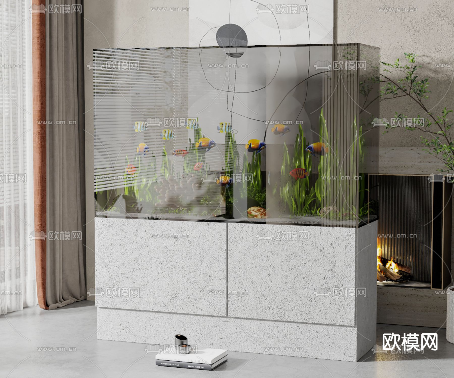 现代玻璃鱼缸3d模型下载