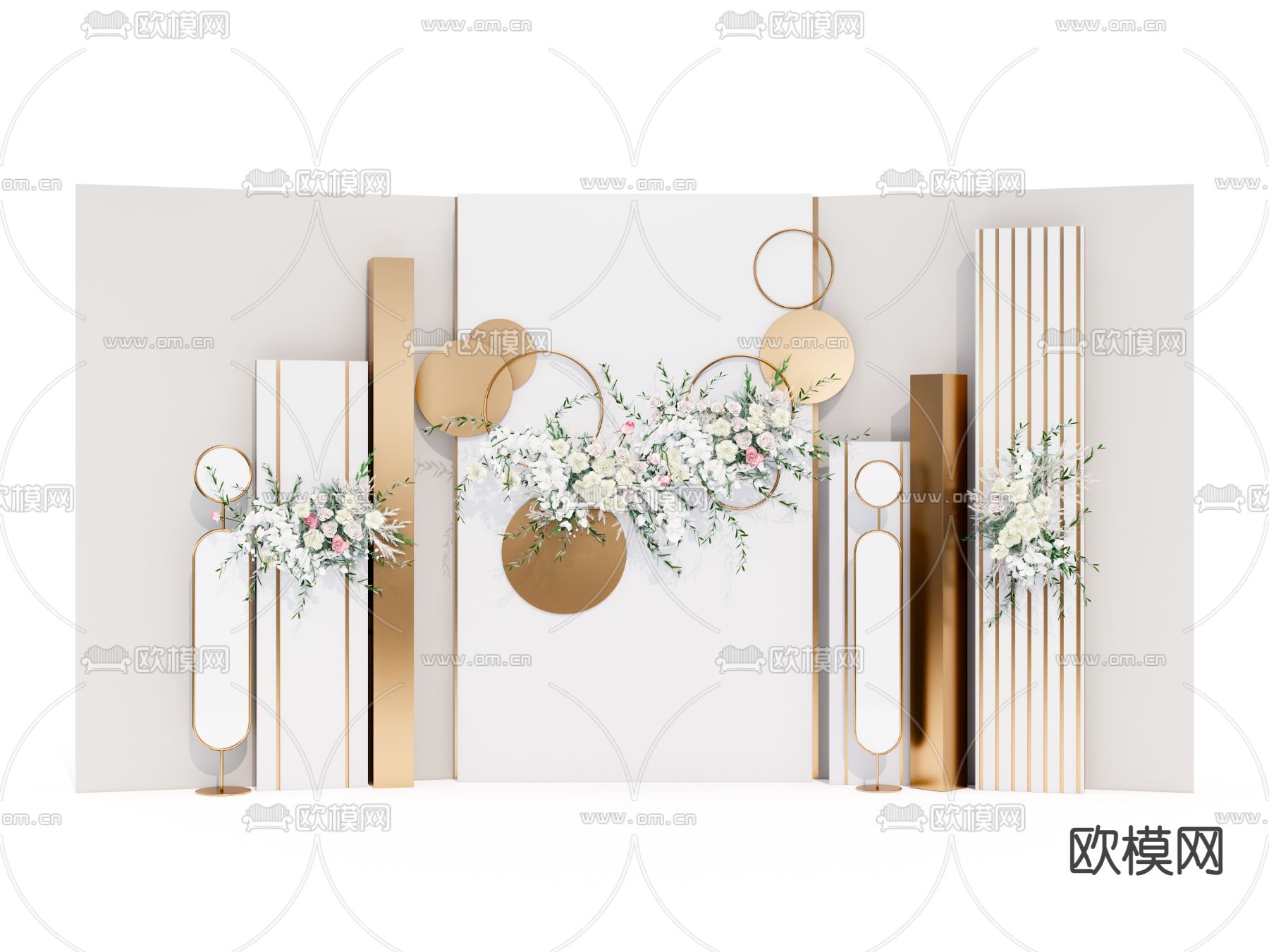 现代婚庆舞台背景墙su模型下载（渲染图1）