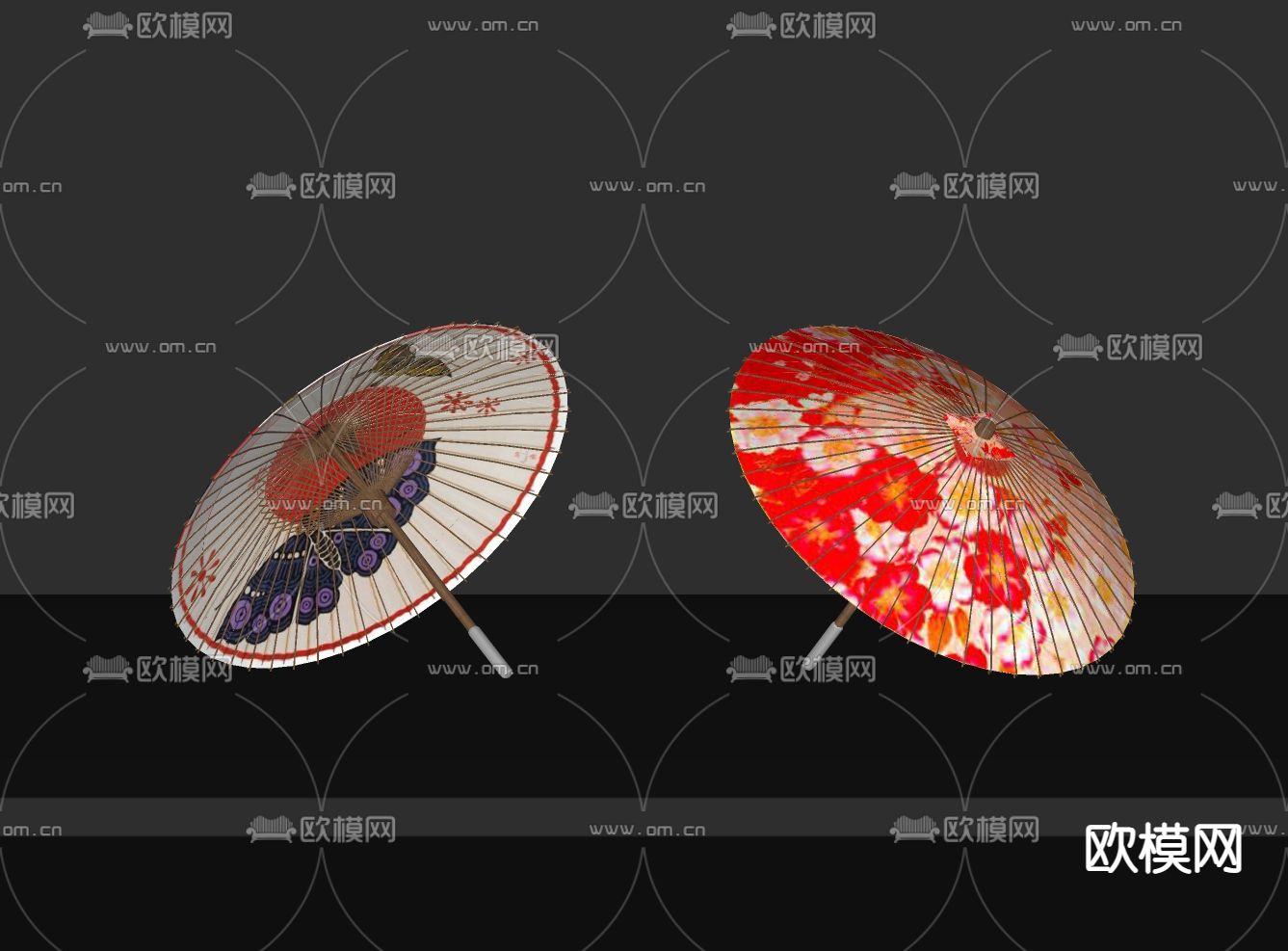 日式雨伞 油纸伞su模型下载（渲染图2）