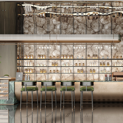  现代售楼处 水吧区 咖啡区su模型 