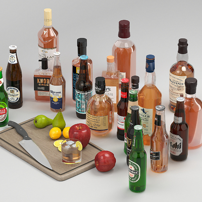  现代啤酒 酒 酒瓶su模型 