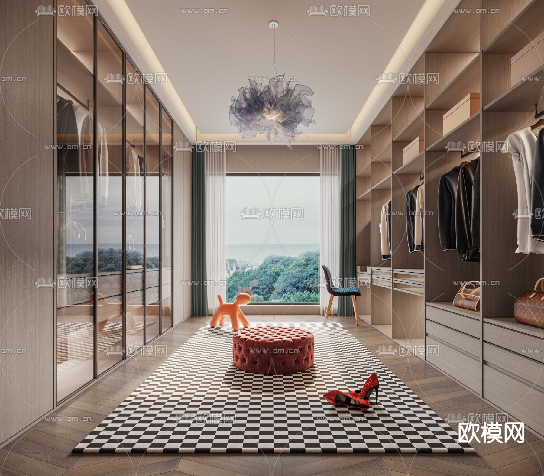 现代衣帽间3d模型