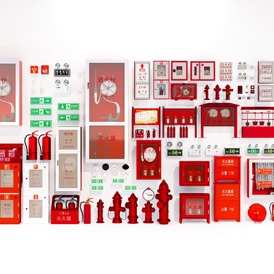  现代灭火器消防栓su模型 