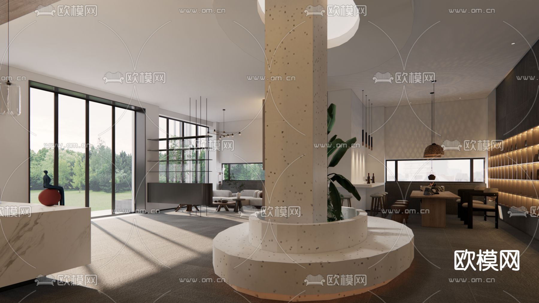 现代酒店大堂su模型