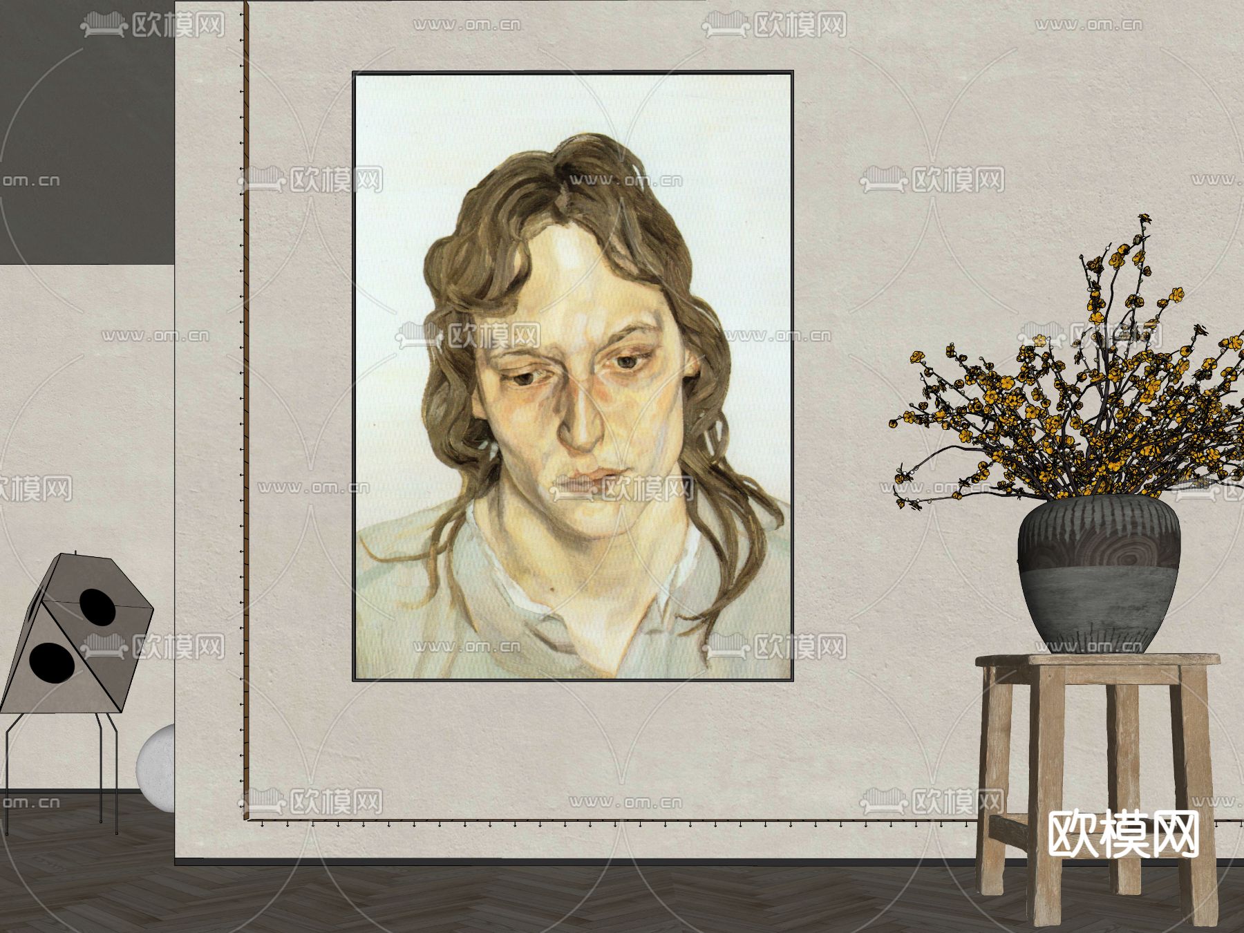 古典艺术画 装饰画 挂画su模型下载（渲染图2）