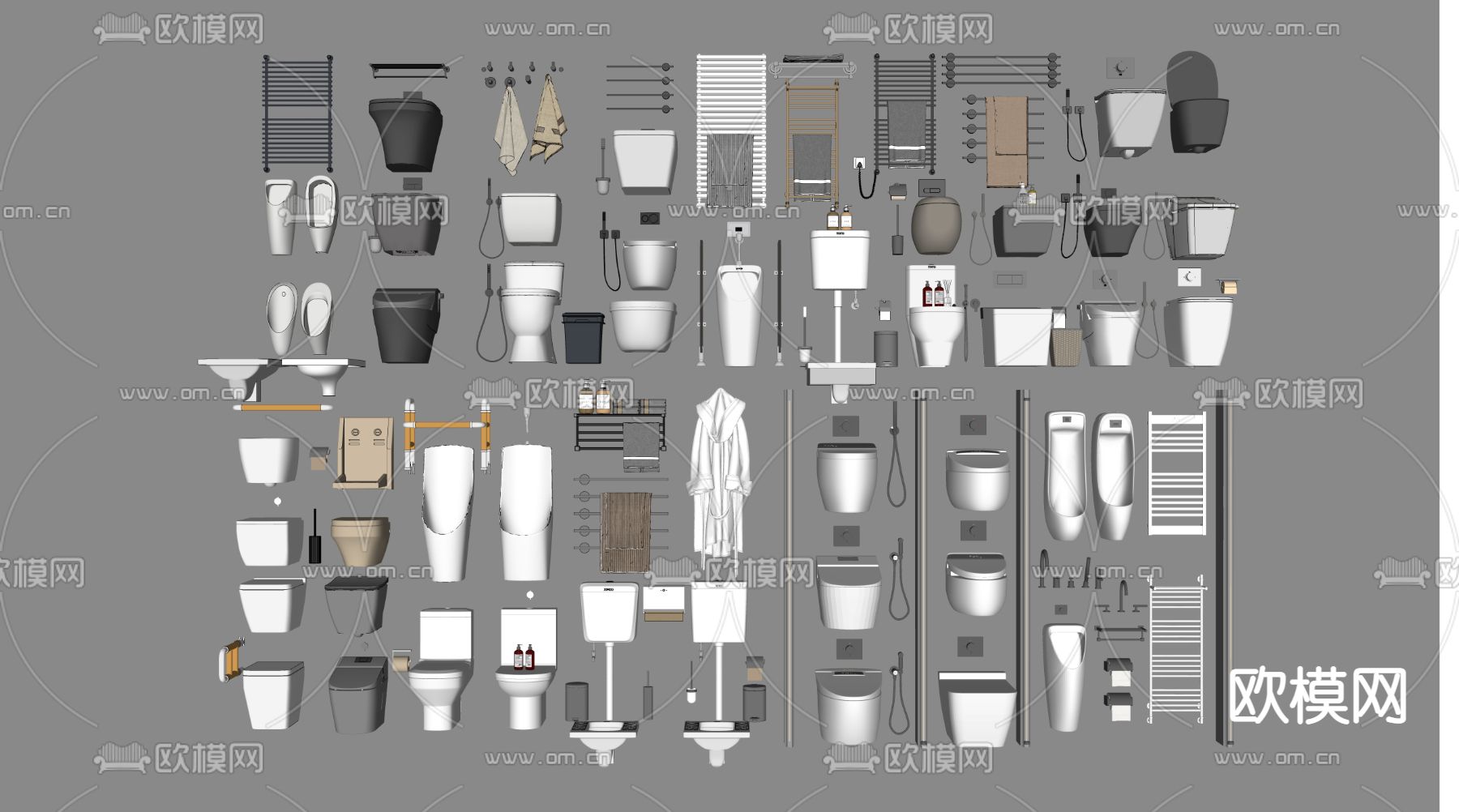 马桶 蹲便器 小便斗su模型下载（渲染图2）