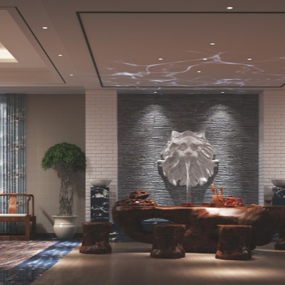  新中式茶馆su模型 