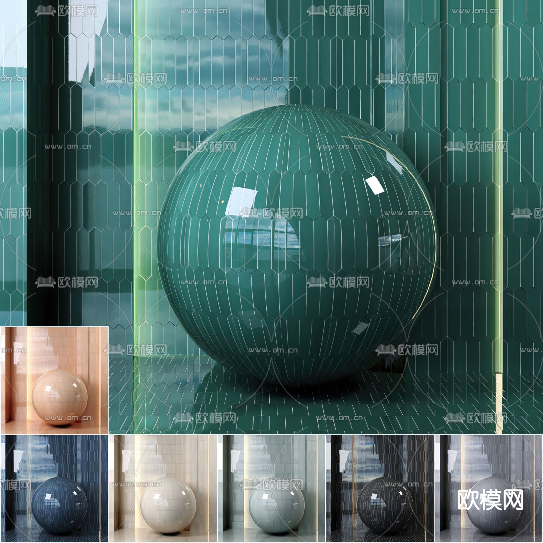 现代瓷砖3d模型下载（渲染图1）