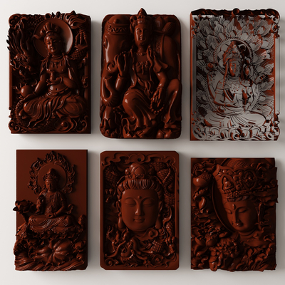  中式佛像雕花 佛像浮雕su模型 
