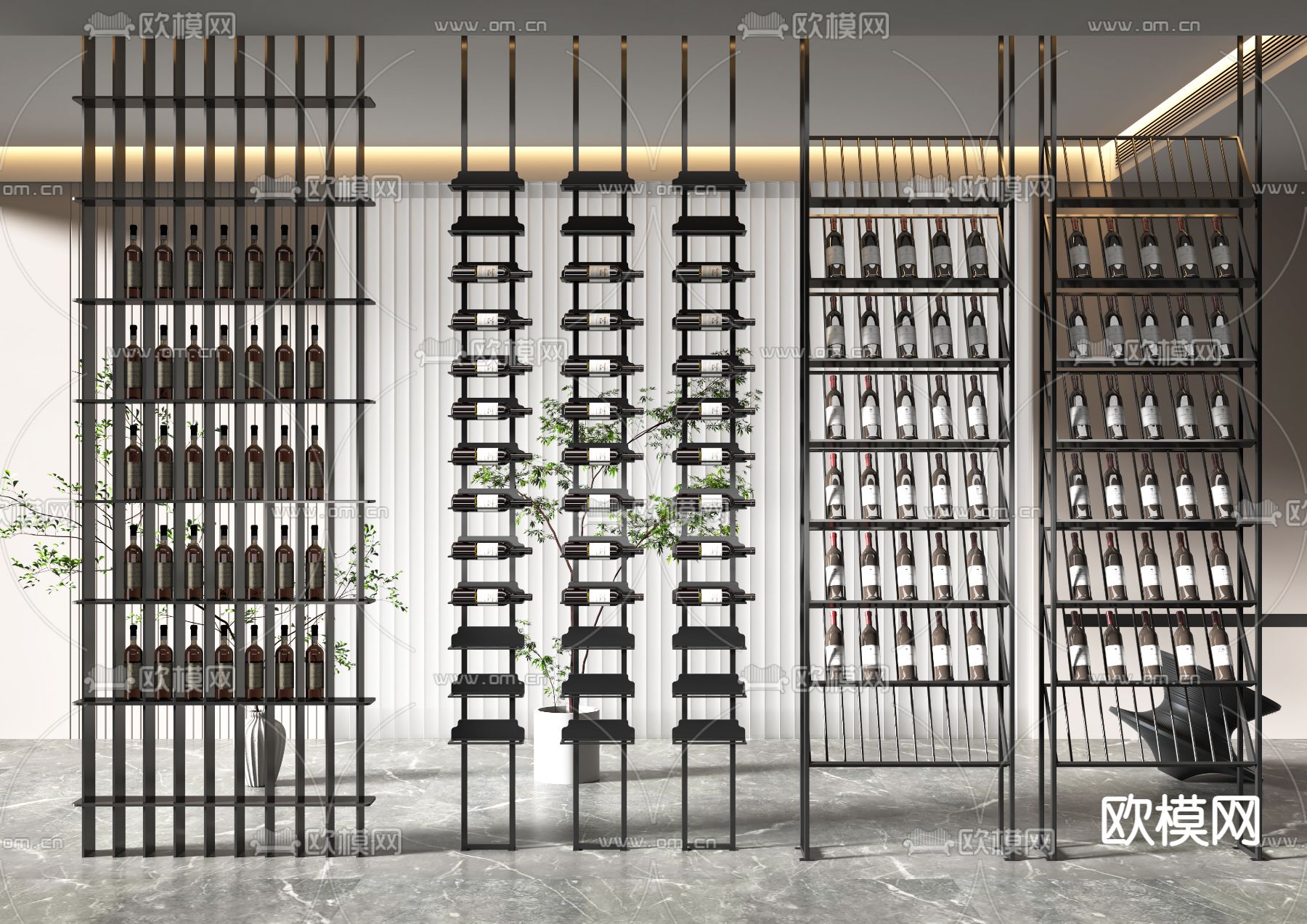 现代金属酒架su模型下载（渲染图1）