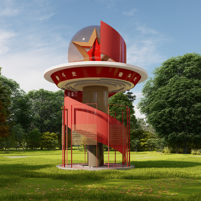  党建雕塑小品su模型 